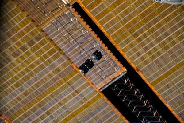 Binar-2, 3 & 4 shortly after deployment from the ISS. Photo Credit: JAXA